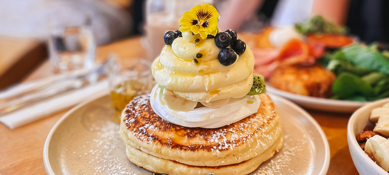 Stack of the best pancakes in Perth from Little h