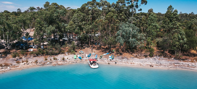Camping and boating at Stockton Lake in Western Australia