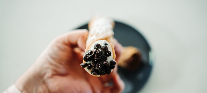 Light and crisp cannoli with chocolate chips from Fiorentina Patisserie