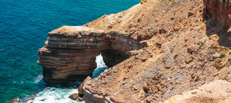 Natural rock arch of the Kalbarri National Park coastal cliffs