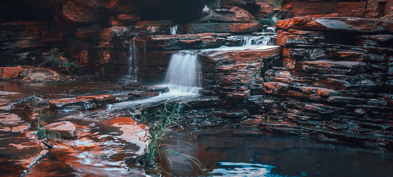 A view of a beautiful waterfall in Joffre Gorge in Karijini