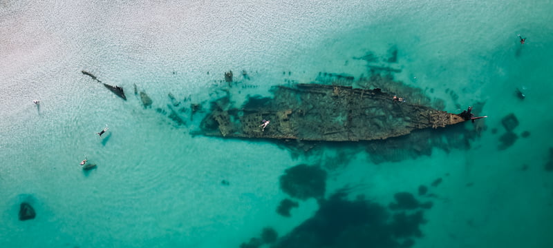 The Omeo Shipwreck from above. This is one of the best places to snorkel in Perth
