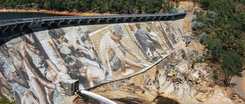View of the Wellington Dam Mural